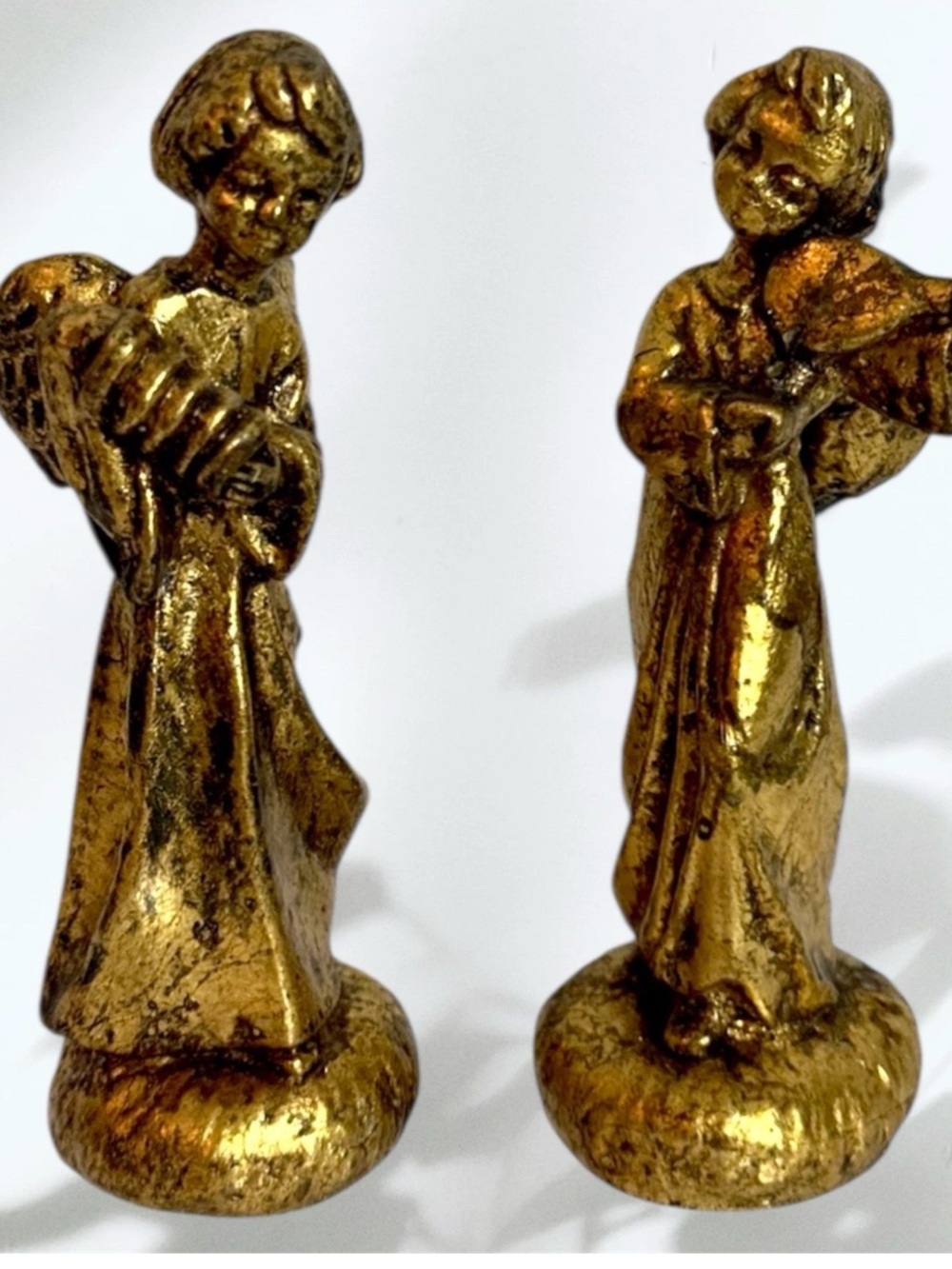 2 Vintage FLORENTINE PAPER MACHE Angel'S  Gold Gilt Leaf MADE IN ITALY